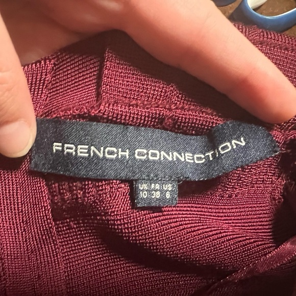French Connection Burgundy Maroon Sequined Bodycon Bandage Dress Size 6 - Picture 6 of 6
